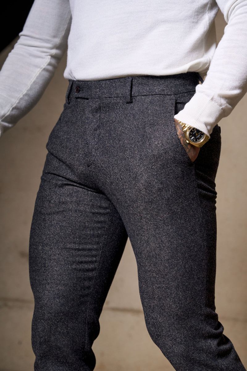 Father Sons Relaxed Formal Dark Taupe Textured Pants - FSTR015 