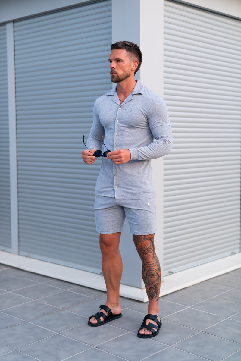 Father Sons Light Grey Pique Shorts - FSH1361