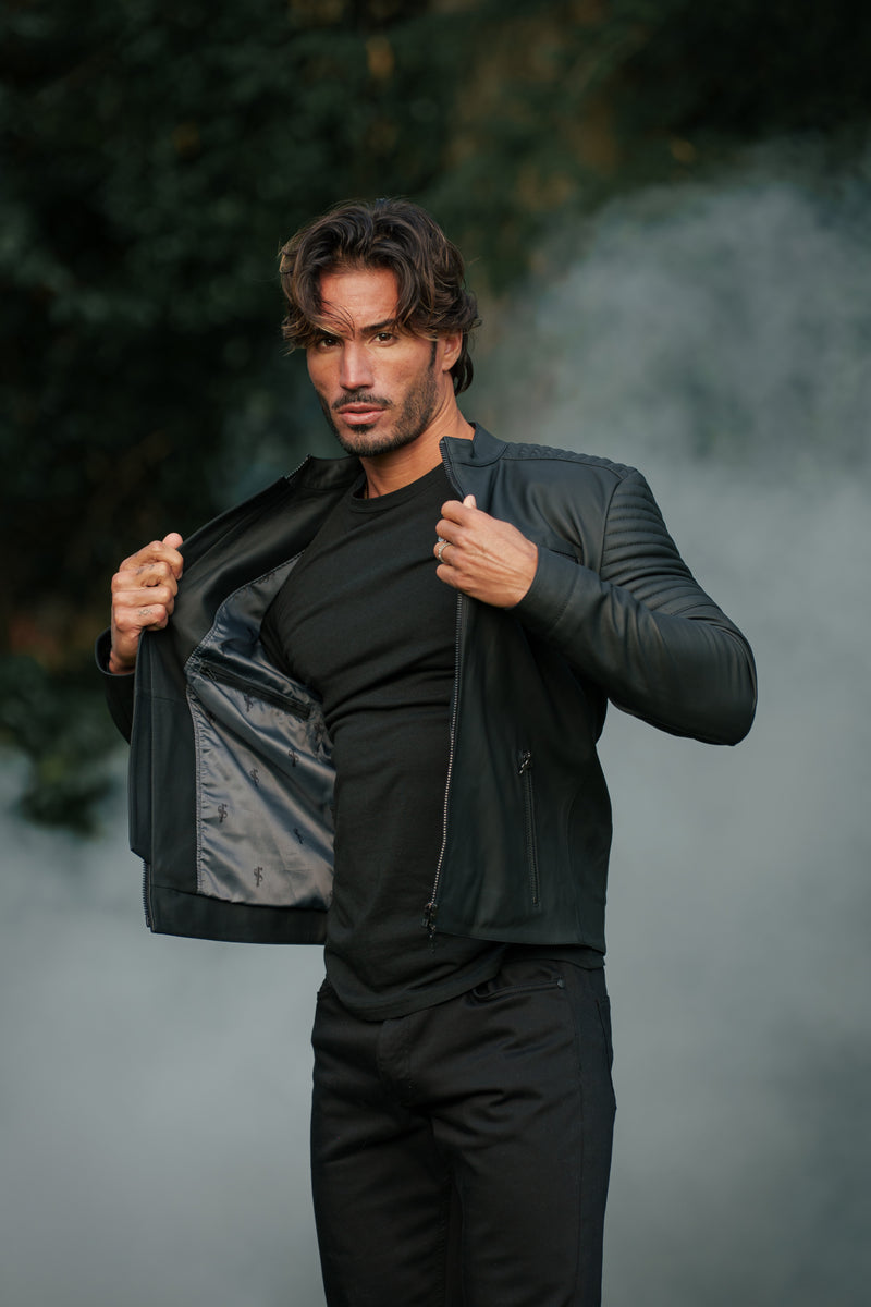 Father Sons Black Bomber Leather Jacket - FSH1436