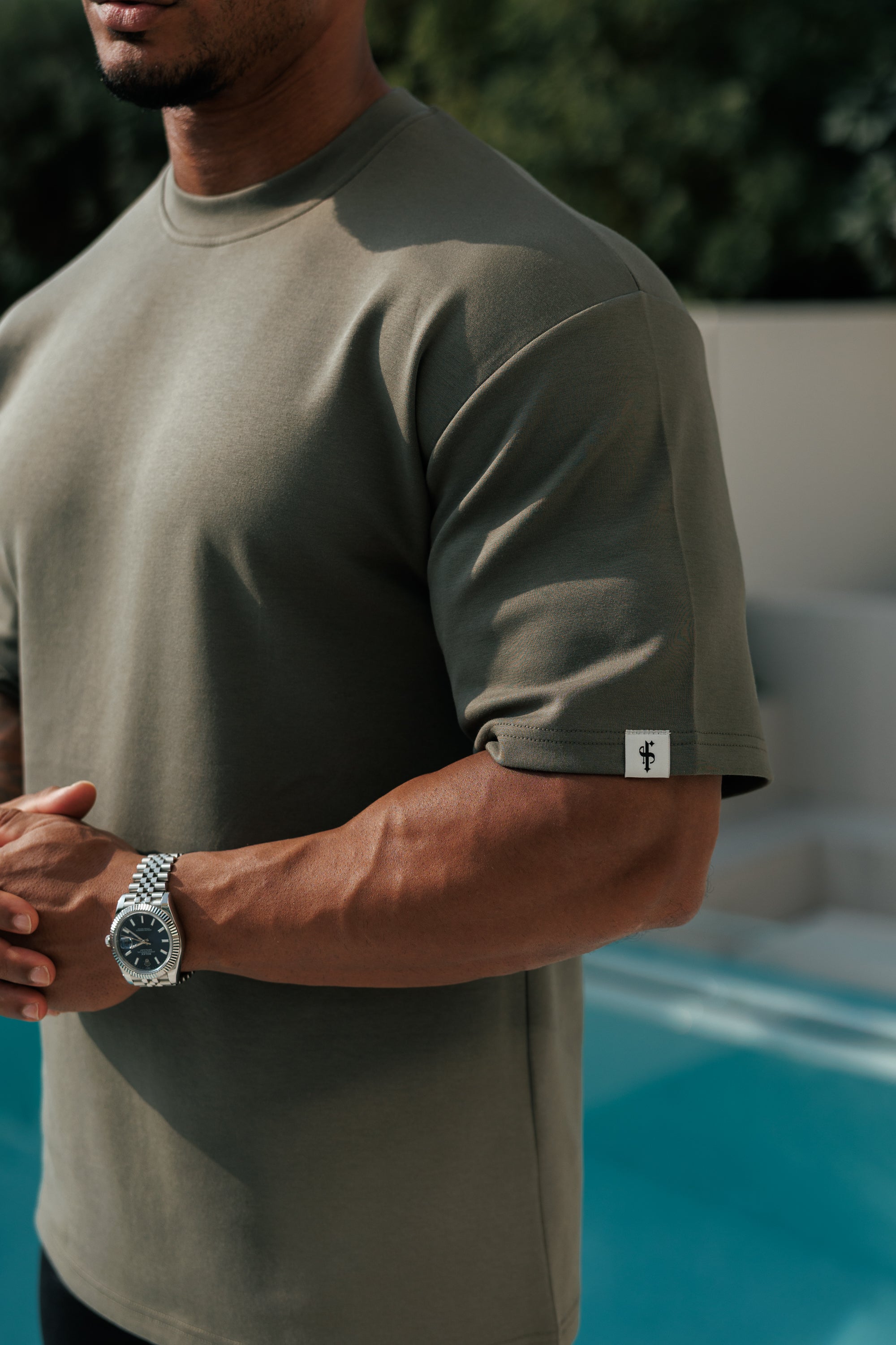 Classic Heavyweight Oversized Crew T Shirt Khaki - FSR041