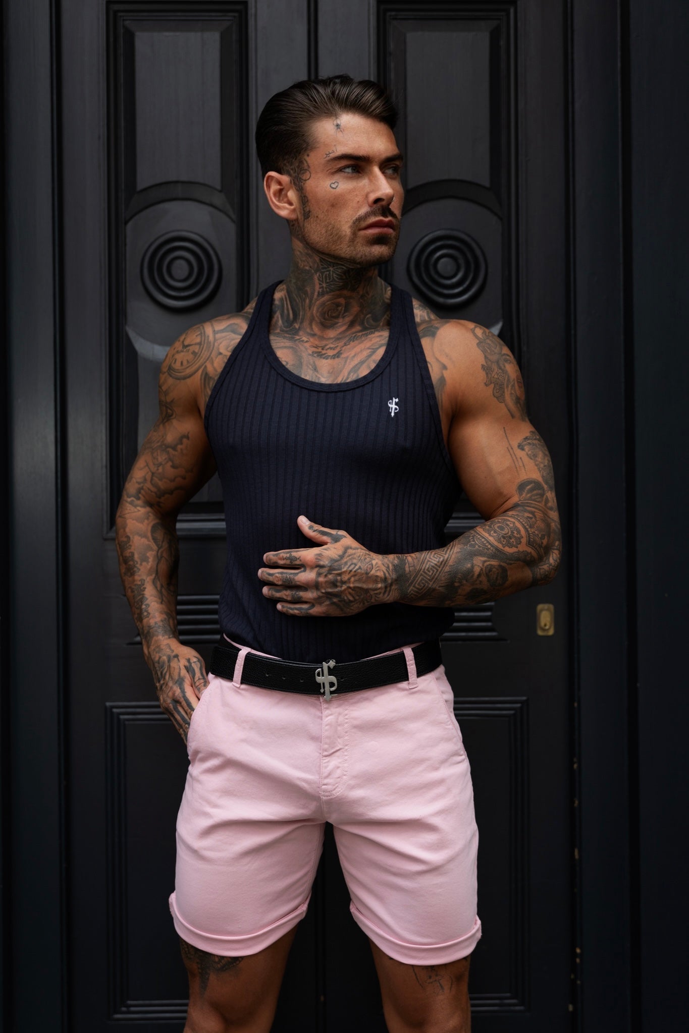 Slim Fit Light Pink Chino Shorts - FSH986