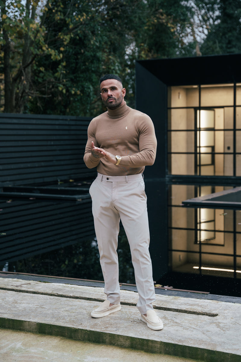 FS Camel Roll Neck Knitted Jumper With FS Branding -  FSN202