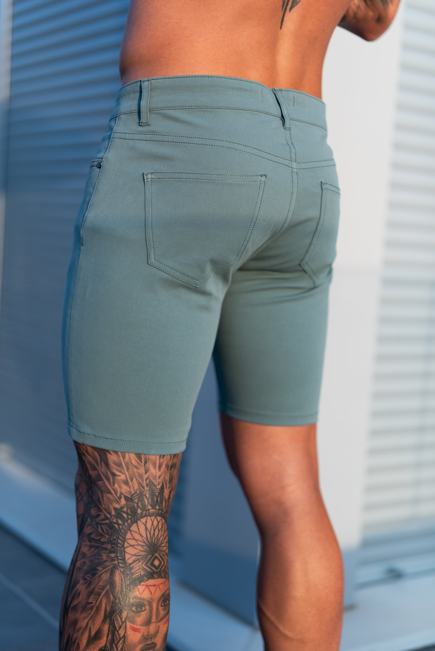 Ultra Stretch Green Denim Shorts - FSJS003