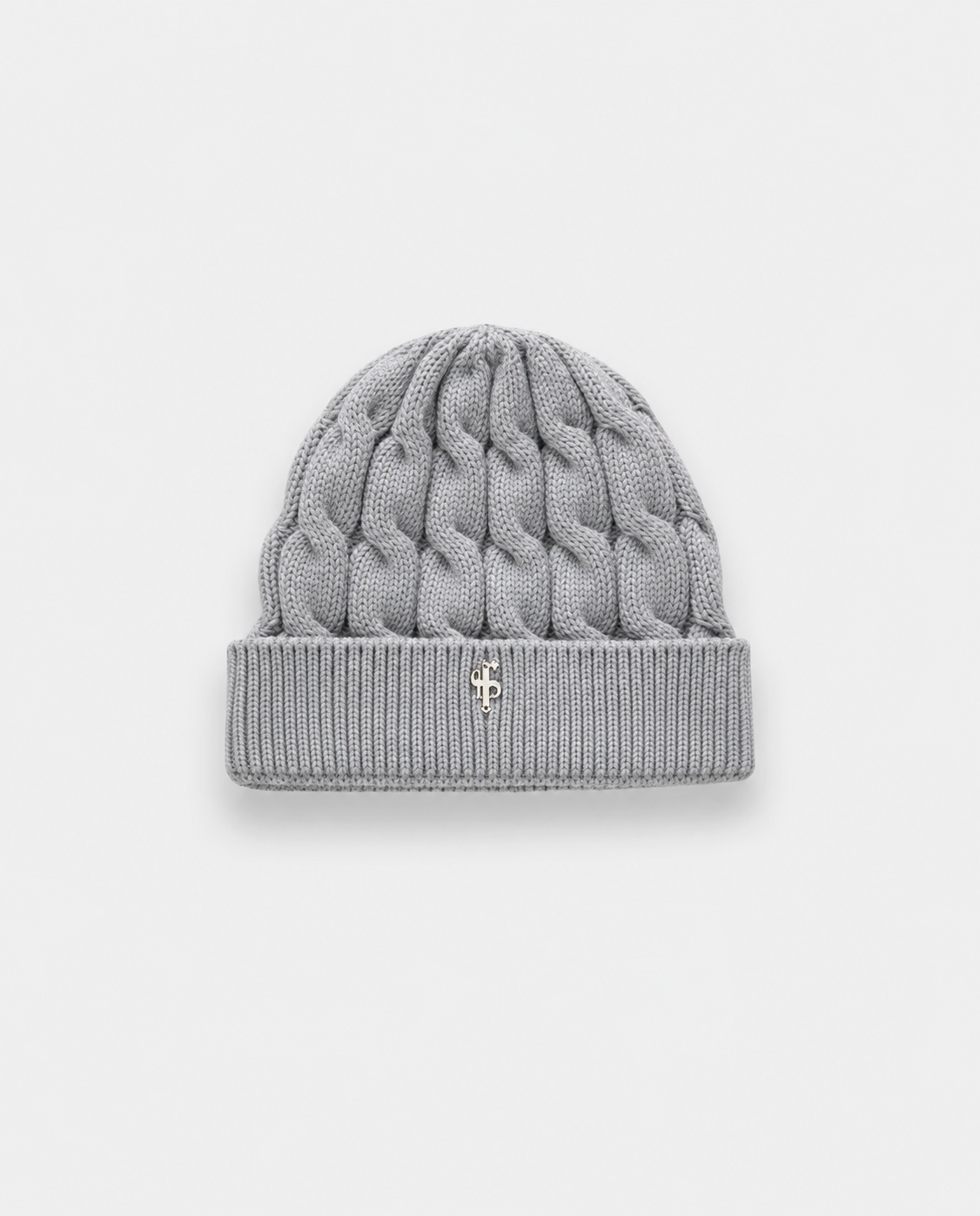Cable Weave Beanie Hat Light Grey - FSA069