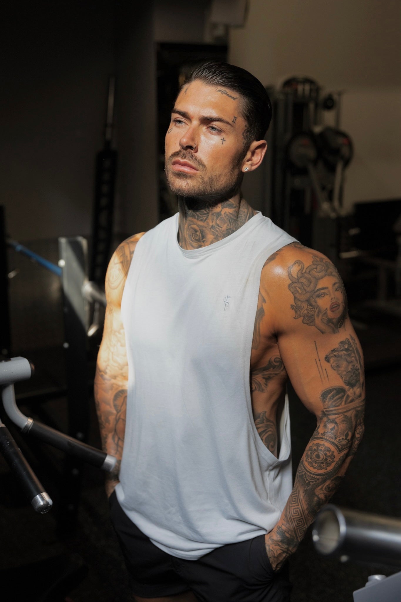 Classic Bamboo Dropped Armhole Light Grey Vest - FSH893