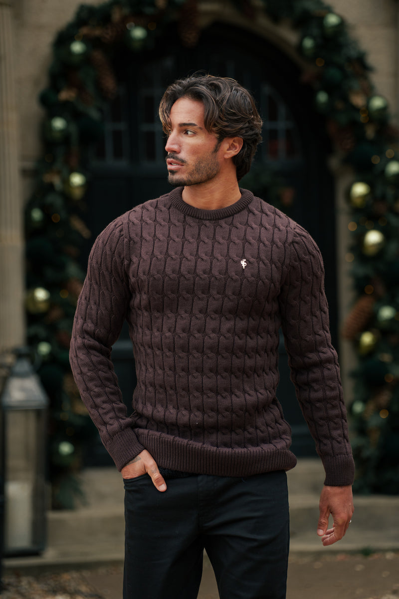 Father Sons Link Weave Knit Brown Crew Neck Jumper - FSJ141 (PRE ORDER 13TH DECEMBER)