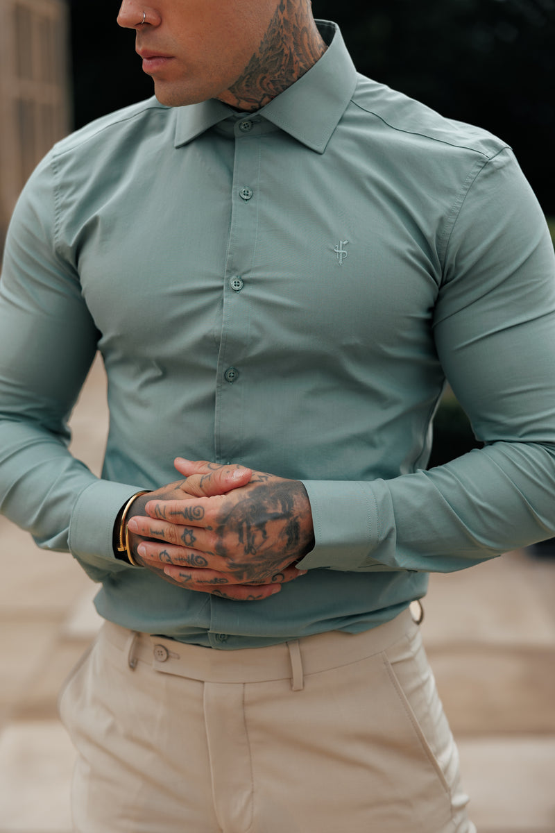 Father Sons Muscle Fit Advanced Stretch Khaki with Cutaway Collar  - FS1200