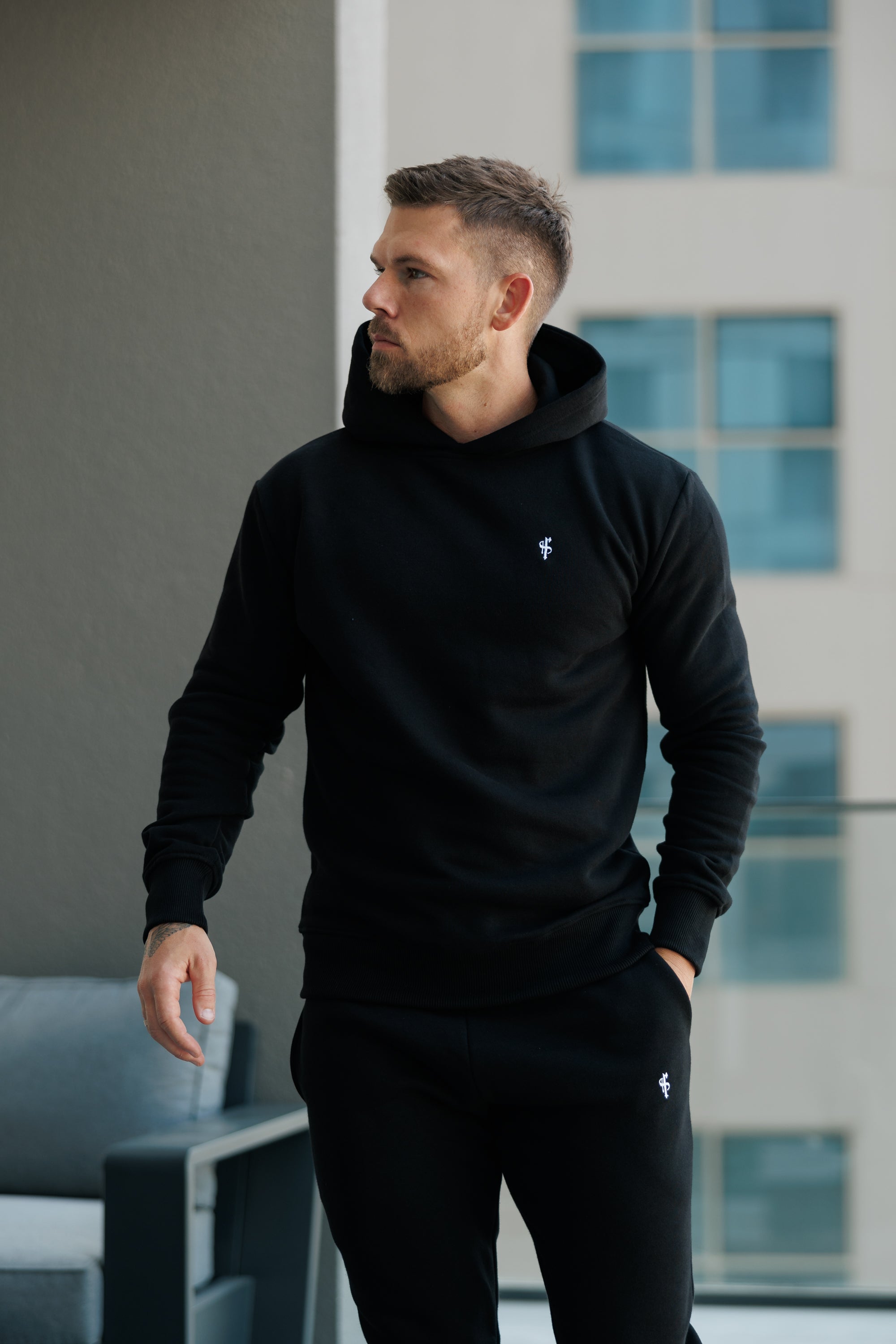 Plain Black Hoodie With FS Branding - FSH1189