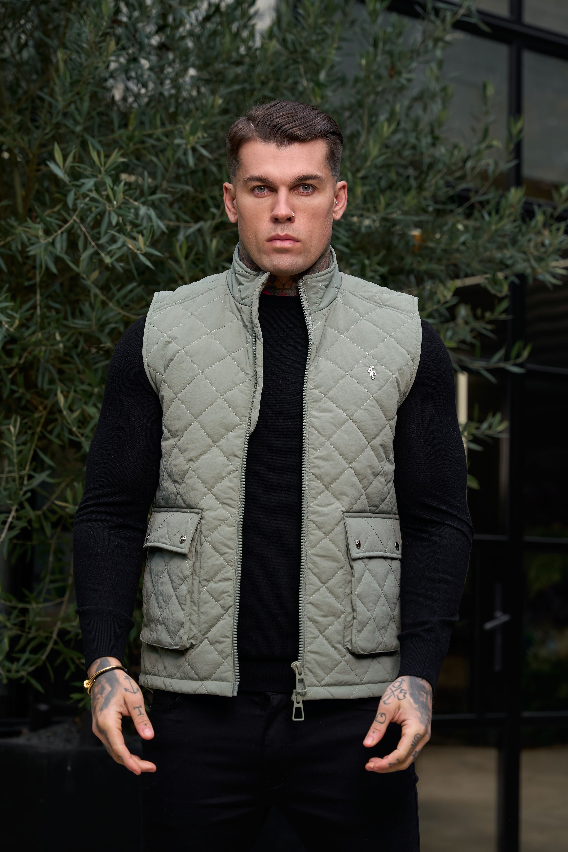 Sage Padded Gilet With Front Pockets  - FSN210