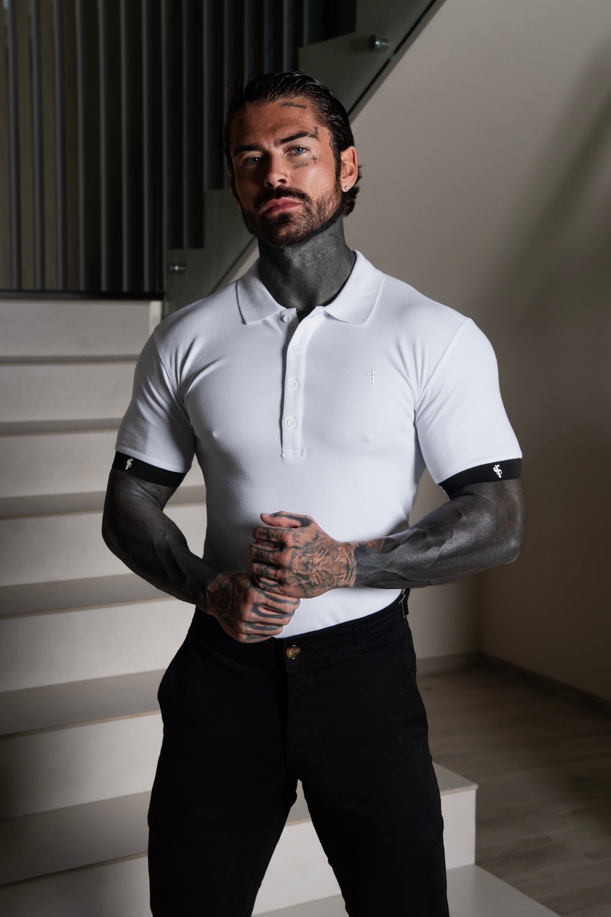 White Polo with FS Elastic Sleeve Branding - FSH1553