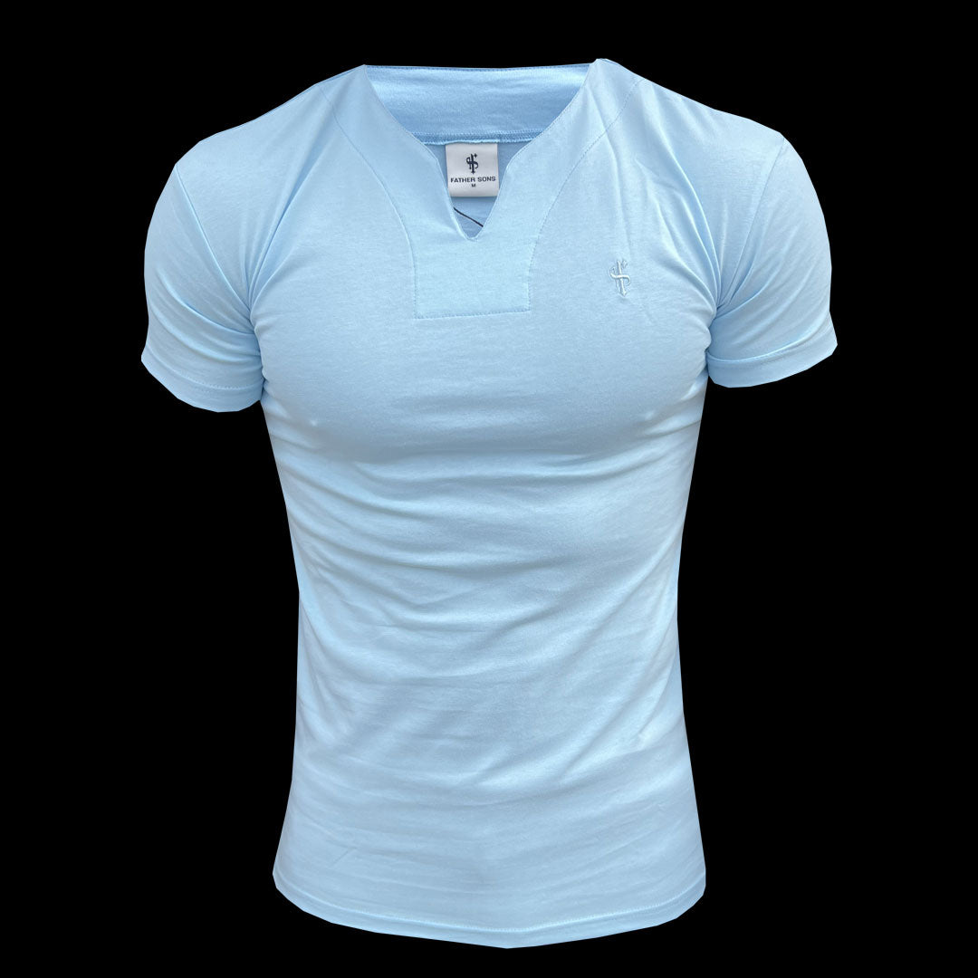 Advanced V Neck Crew Short Sleeve Light Blue- FSH1015