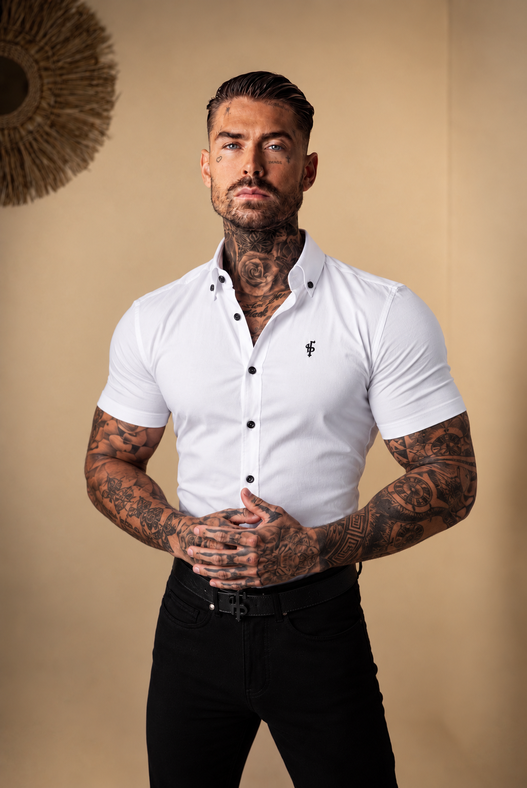 Super Slim Stretch Classic Oxford White Short Sleeve - FS301