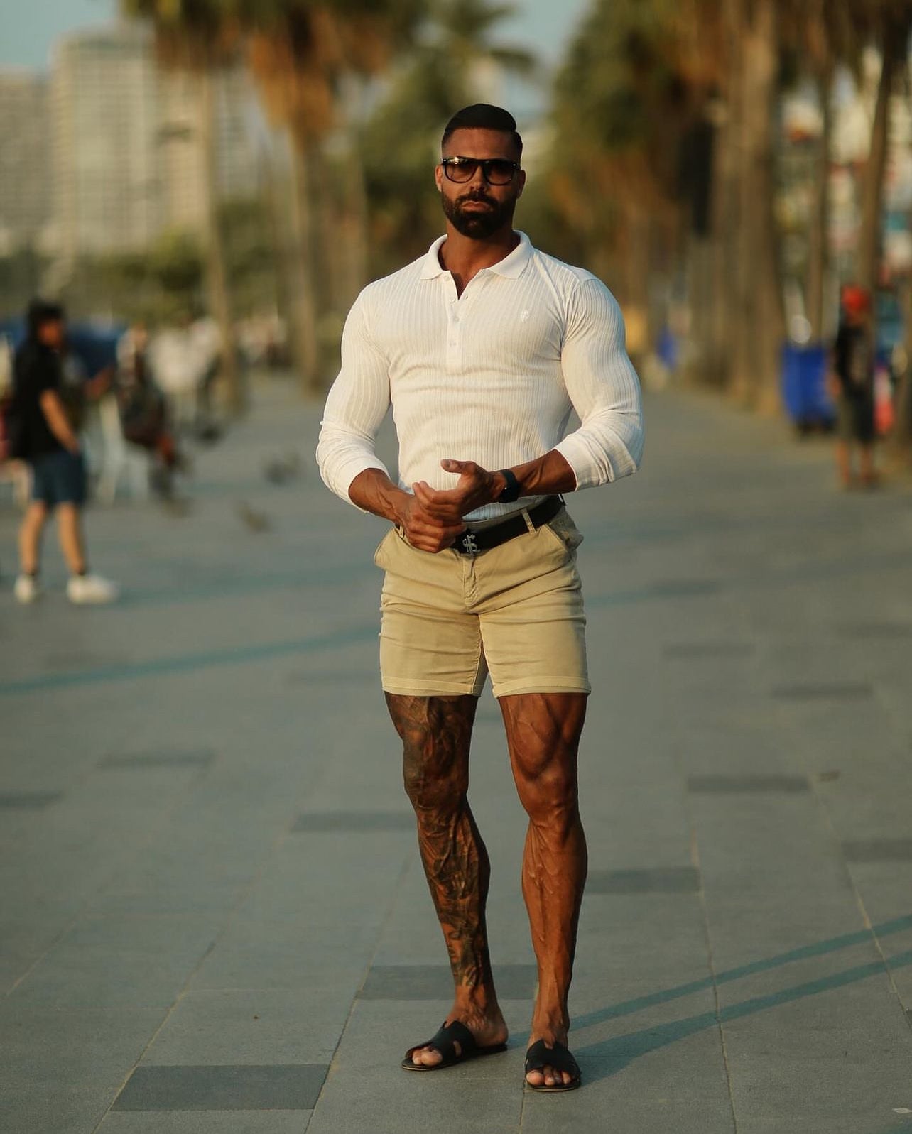 Classic White Ribbed Polo Shirt Long Sleeve - FSH974