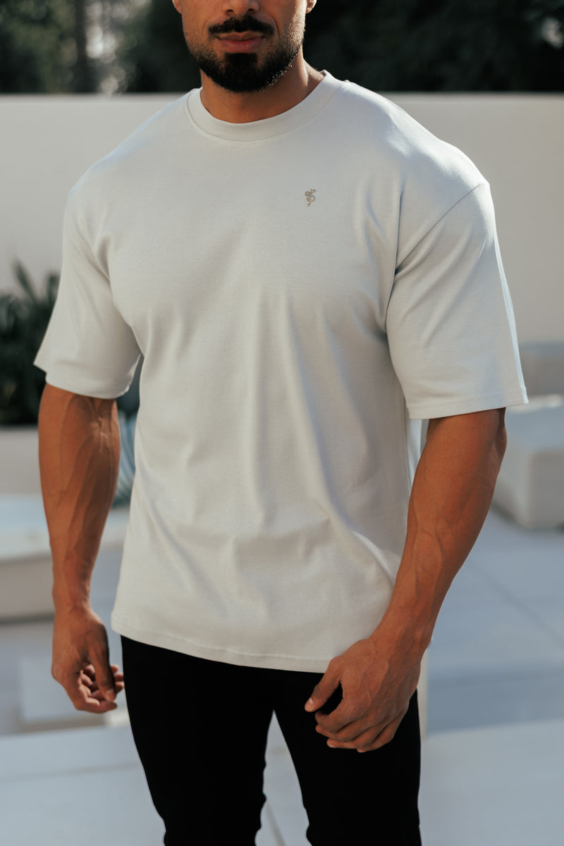 Father Sons Classic Light Grey / Silver Oversized Crew T Shirt - FSH1421