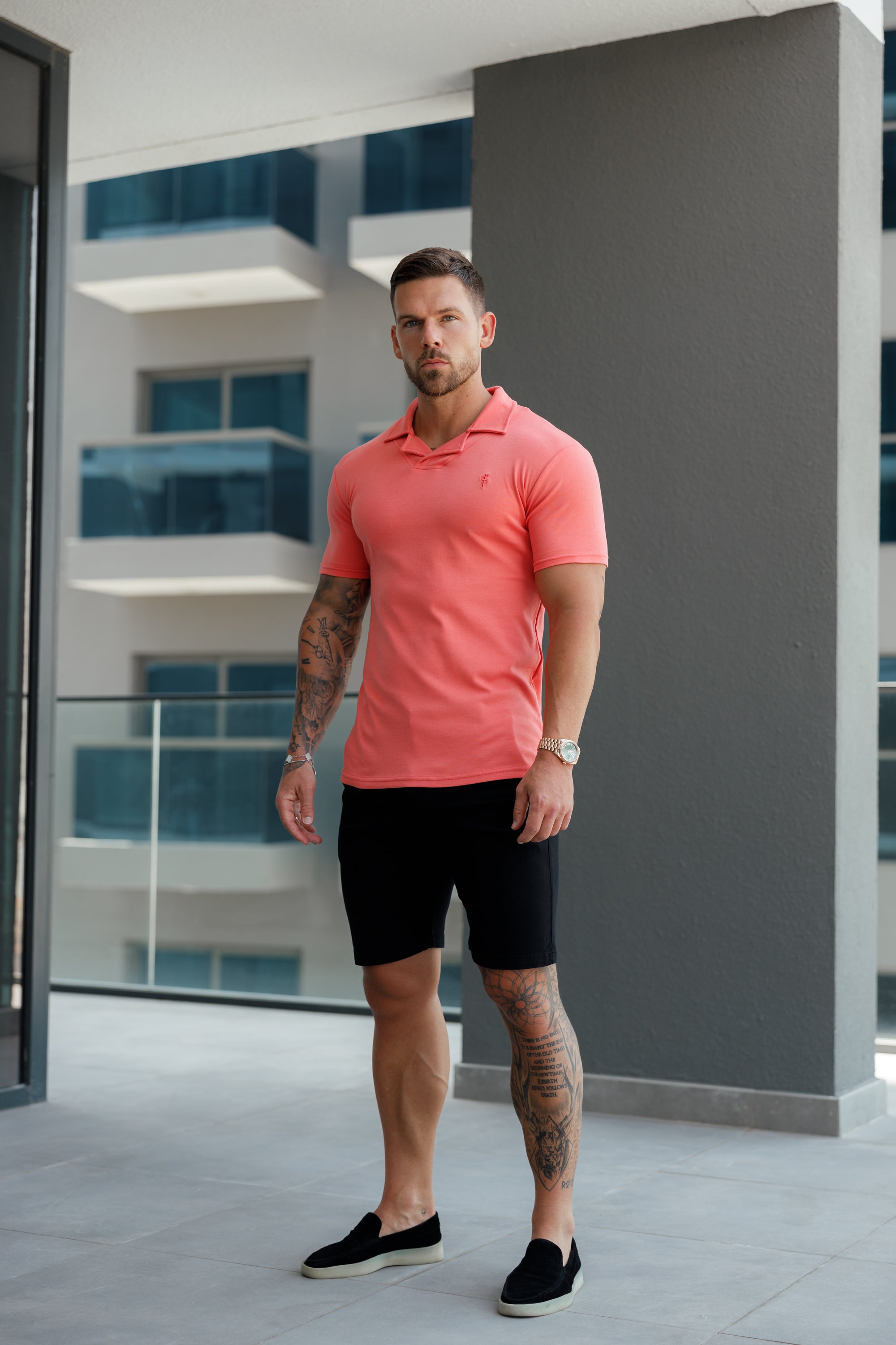 Classic Coral Polo Shirt With Revere Collar - FSH1066