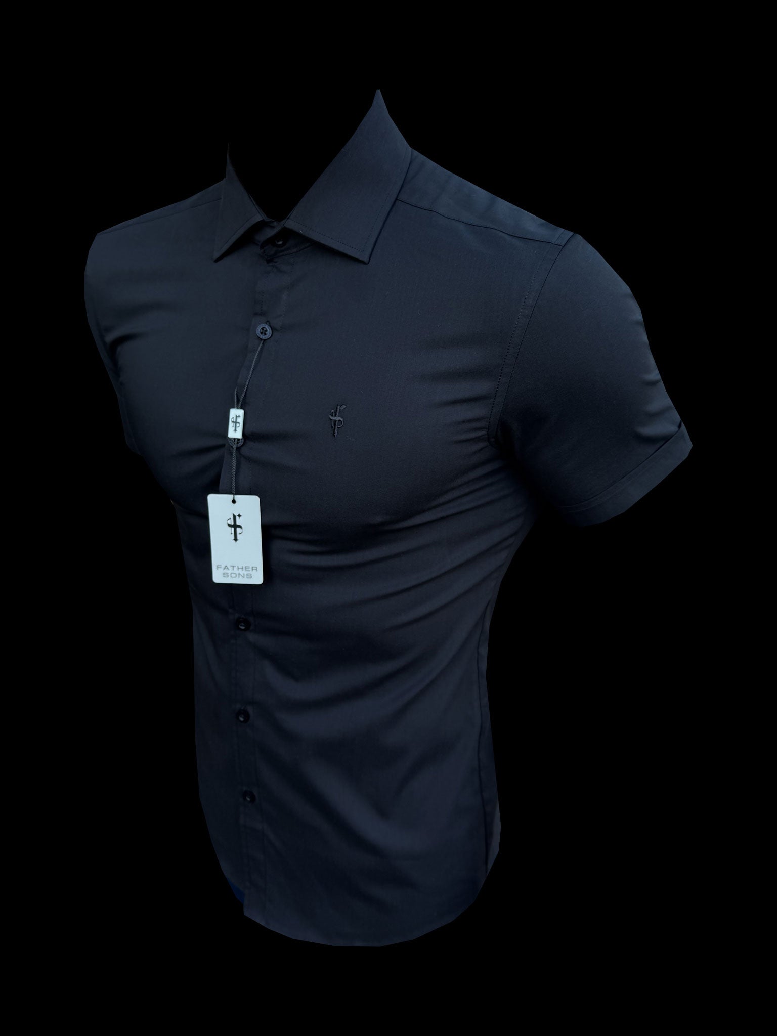 Muscle Fit Advanced Stretch Black Short Sleeve with Cutaway Collar  - FS1159