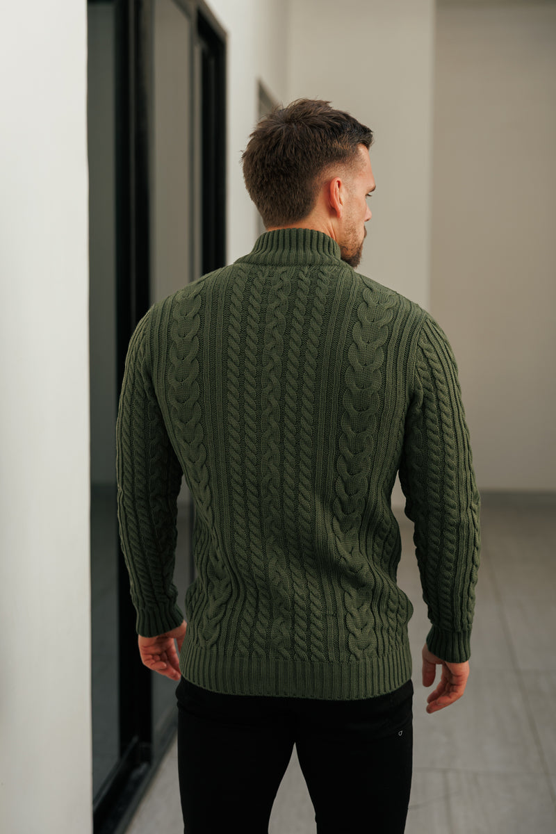 Father Sons Funnel Neck Full Zip Cardigan Olive -  FSJ151 (PRE ORDER 21ST DECEMBER)