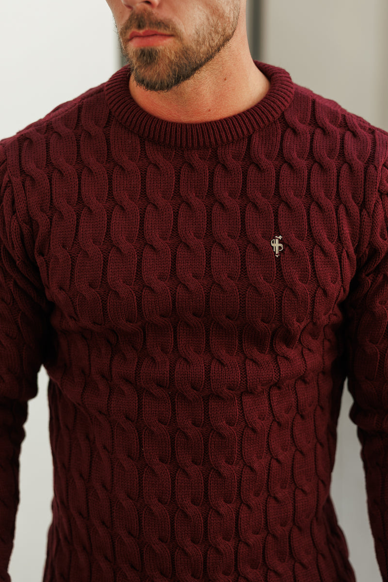 Father Sons Link Weave Knit Wine Crew Neck Jumper - FSJ131