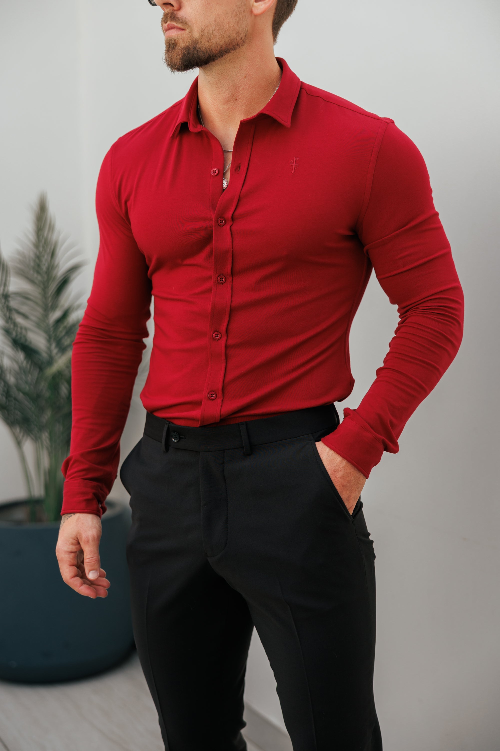 Fitted Ox Blood Long Sleeve Jersey - FSD002