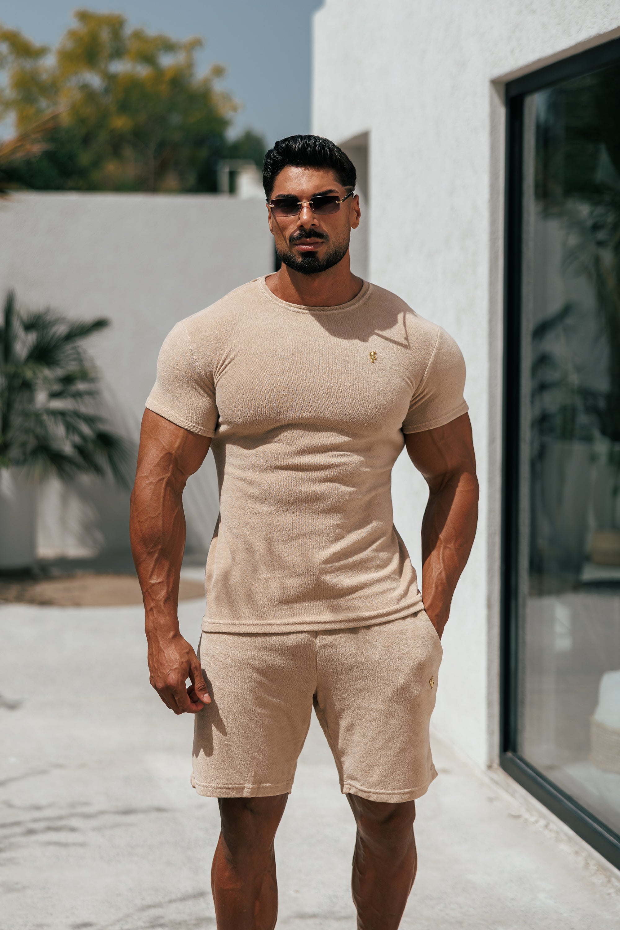 Beige Towelling Shorts - FSTS663