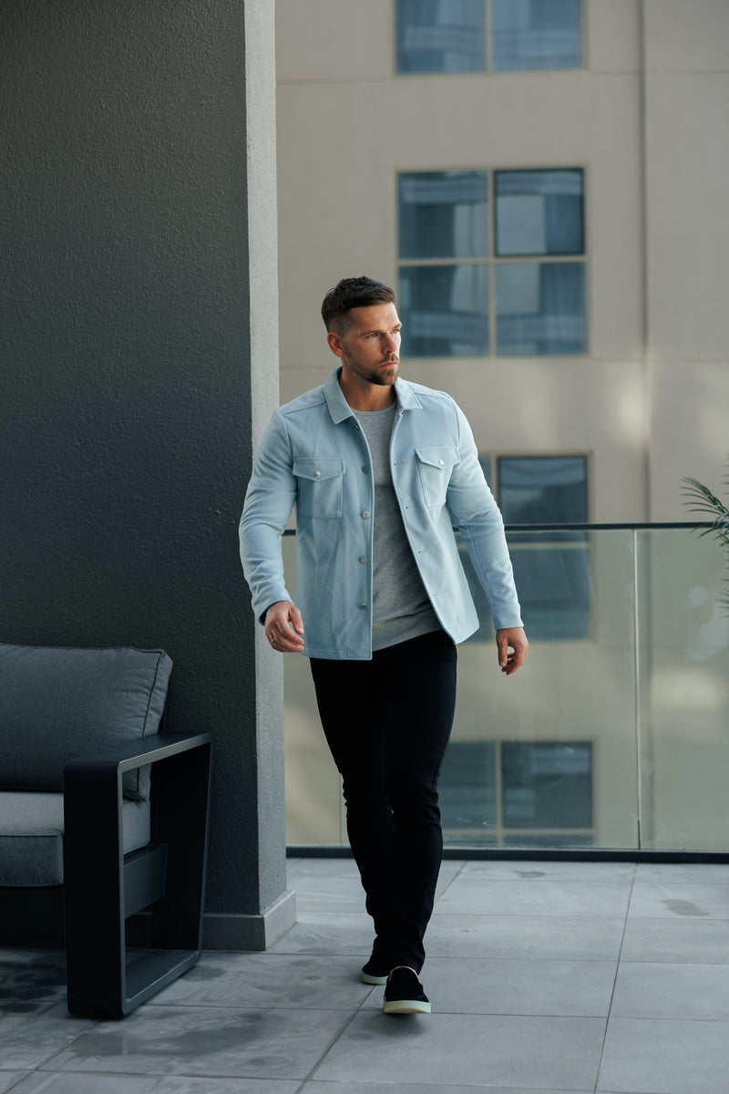 FS Brushed Button Up Plain Jacket Blue - FSN185 (PRE ORDER 15TH DECEMBER) 