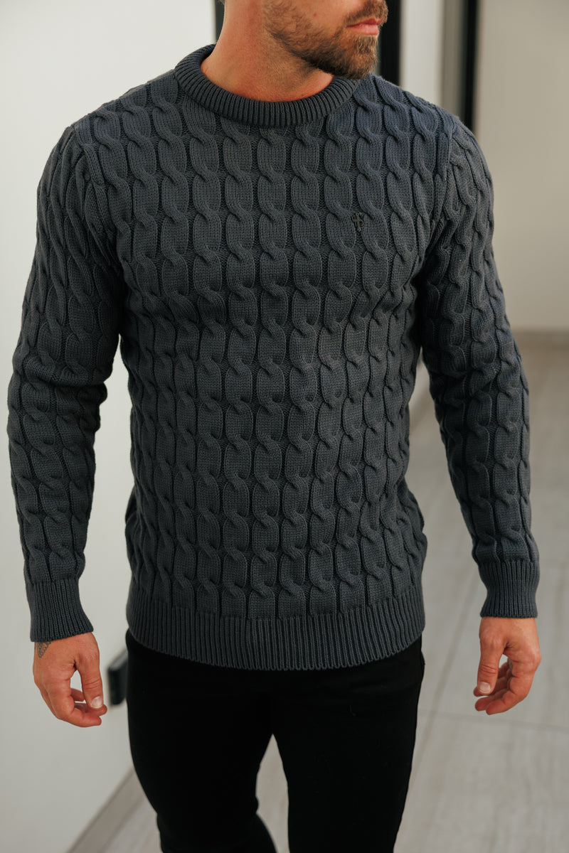 Father Sons Link Weave Knit Gunpowder Crew Neck Jumper - FSJ130