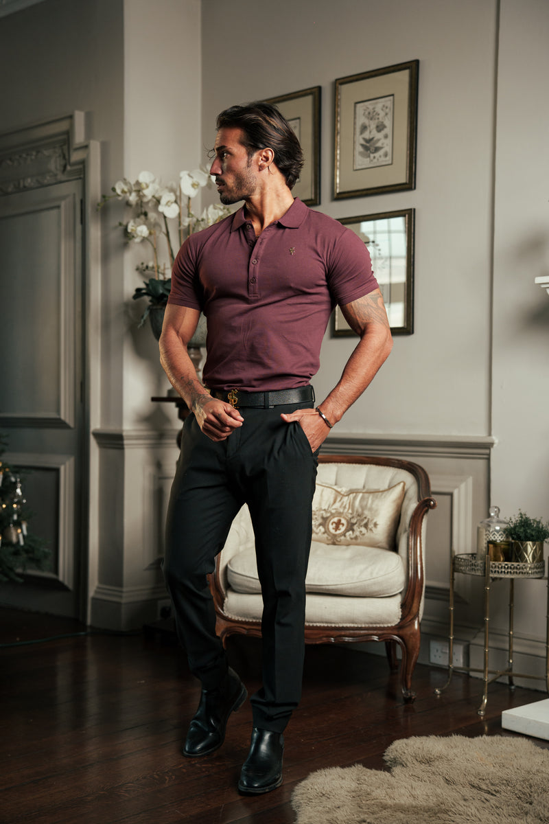 Father Sons Classic Burgundy / Gold Polo Shirt - FSH1407