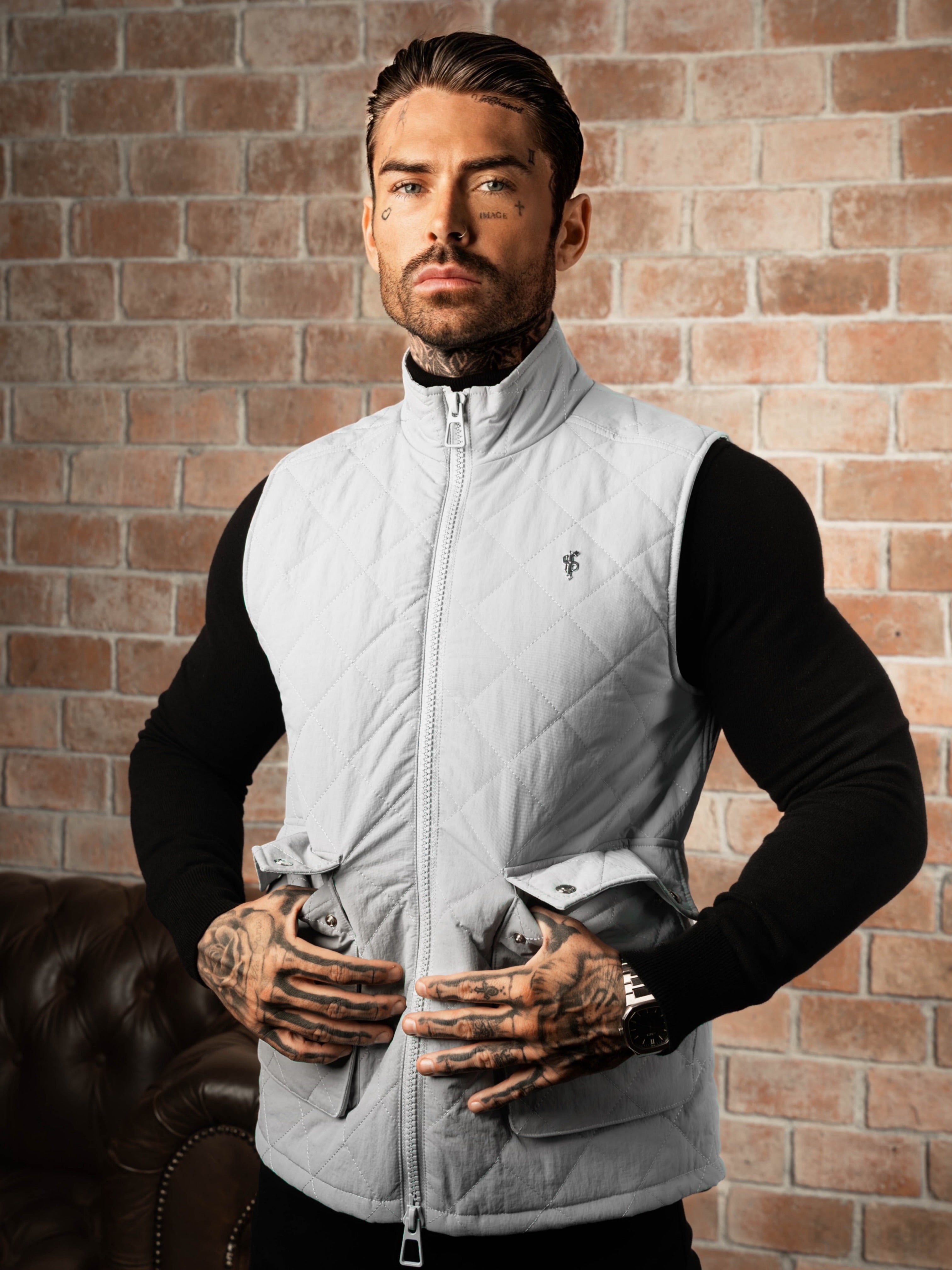 FS Grey Padded Gilet With Front Pockets  - FSN211 
