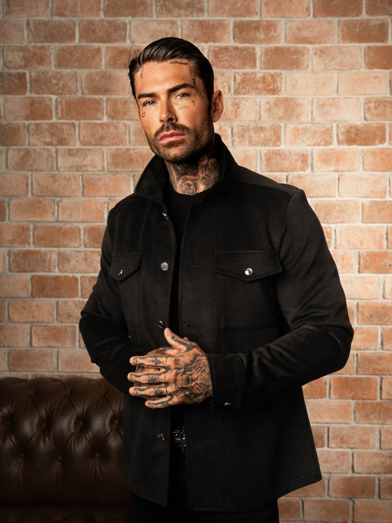 FS Brushed Button Up Plain Jacket Black - FSN182 (PRE ORDER 15TH DECEMBER) 