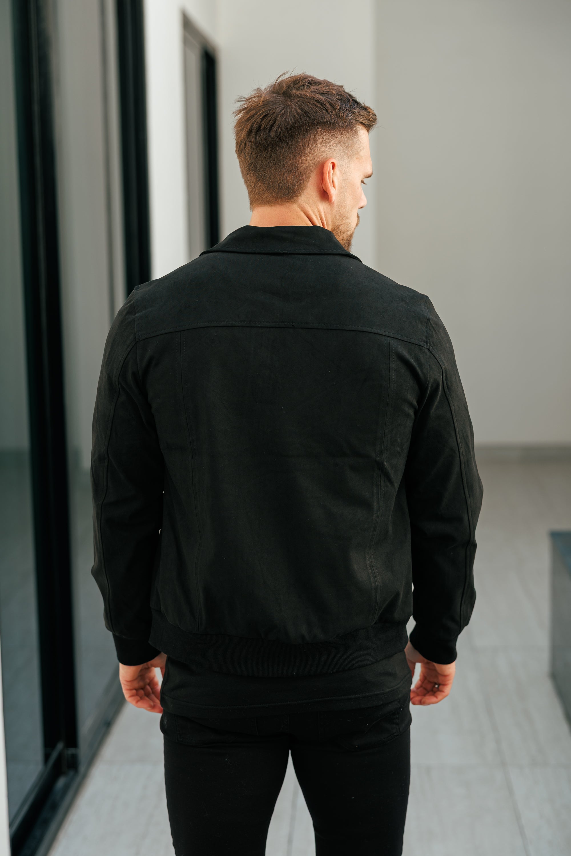 Suede Feel Black Bomber Jacket - FSN227
