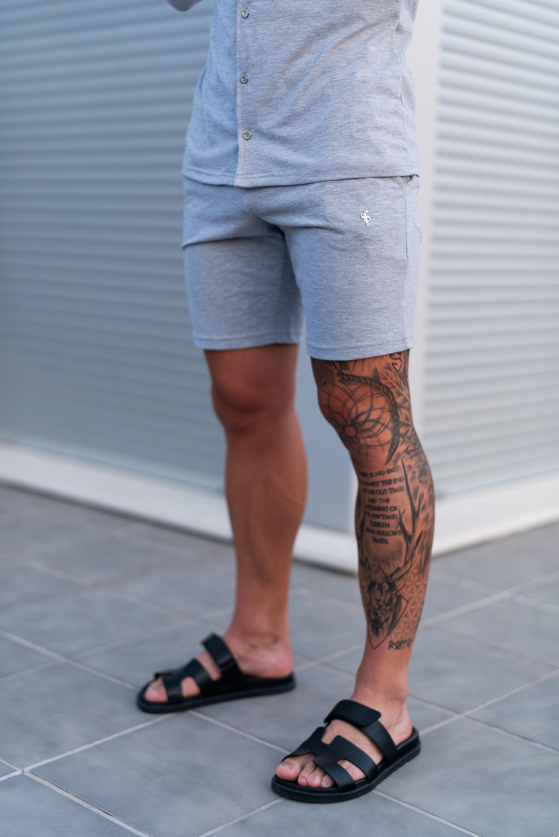 Light Grey Pique Shorts - FSH1361