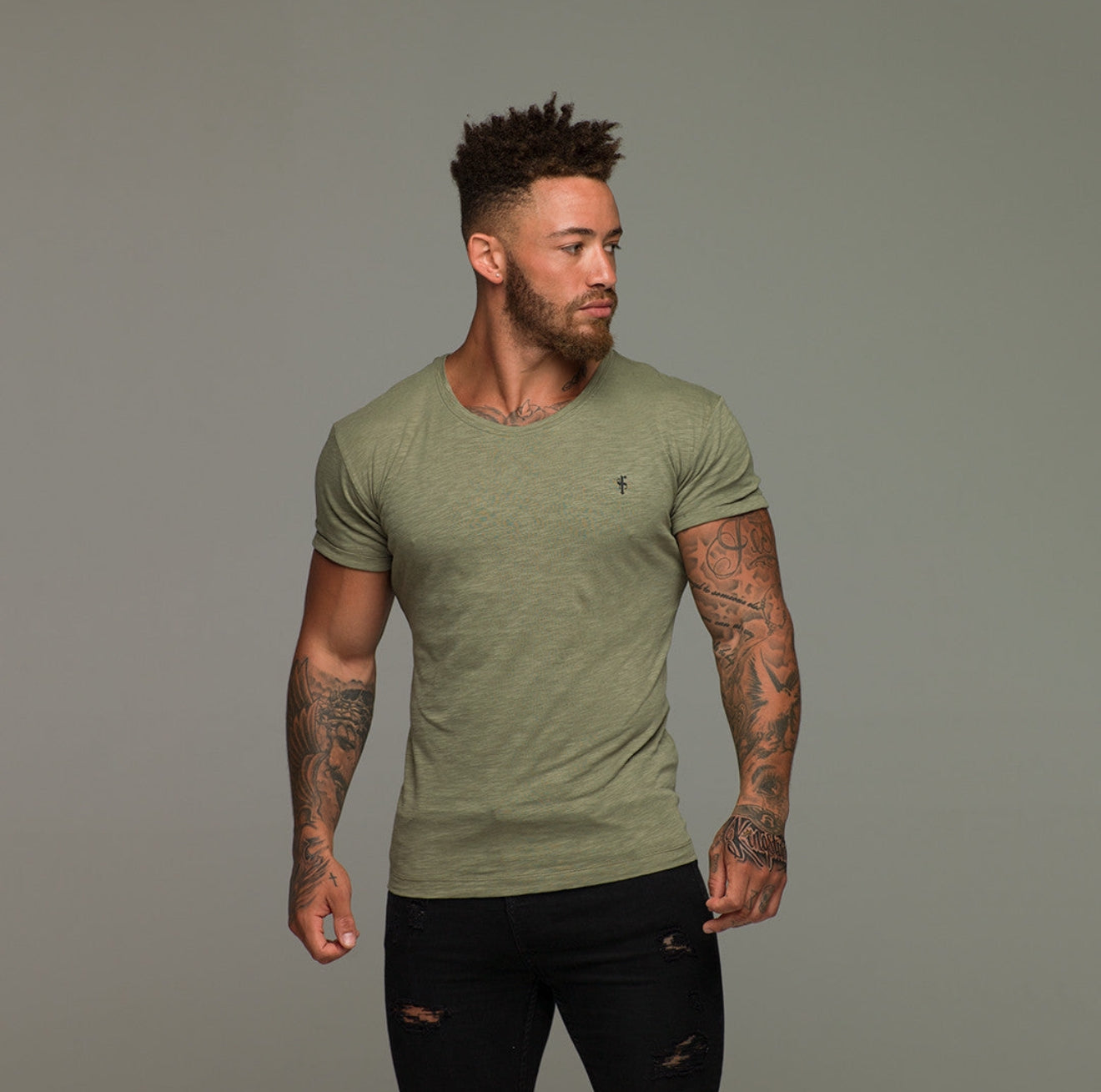 Olive Slub Crew T-Shirt - FSH1331