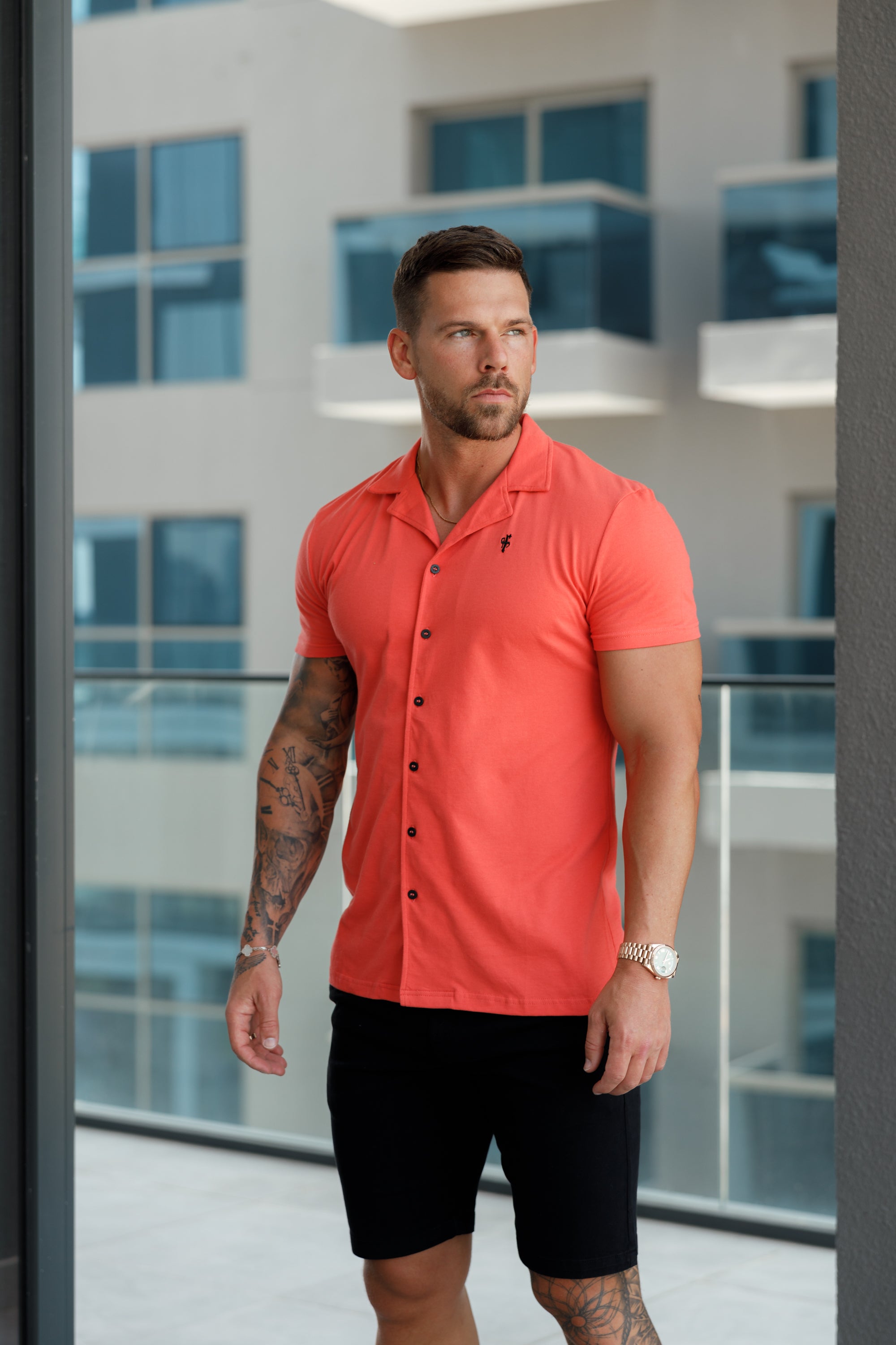 Stretch Coral Pique Revere Shirt Short Sleeve - FSH1080