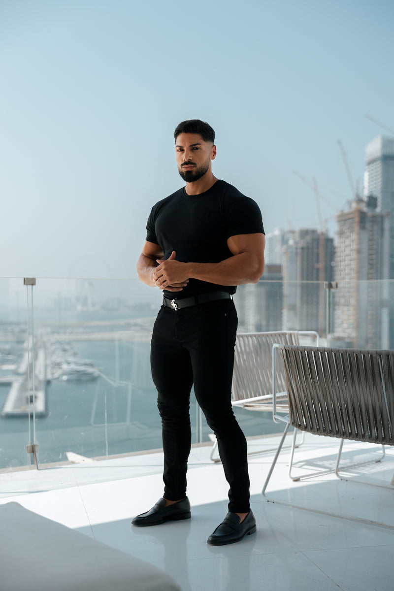 Father Sons Slim Stretch Black Sateen Pants - FSH405