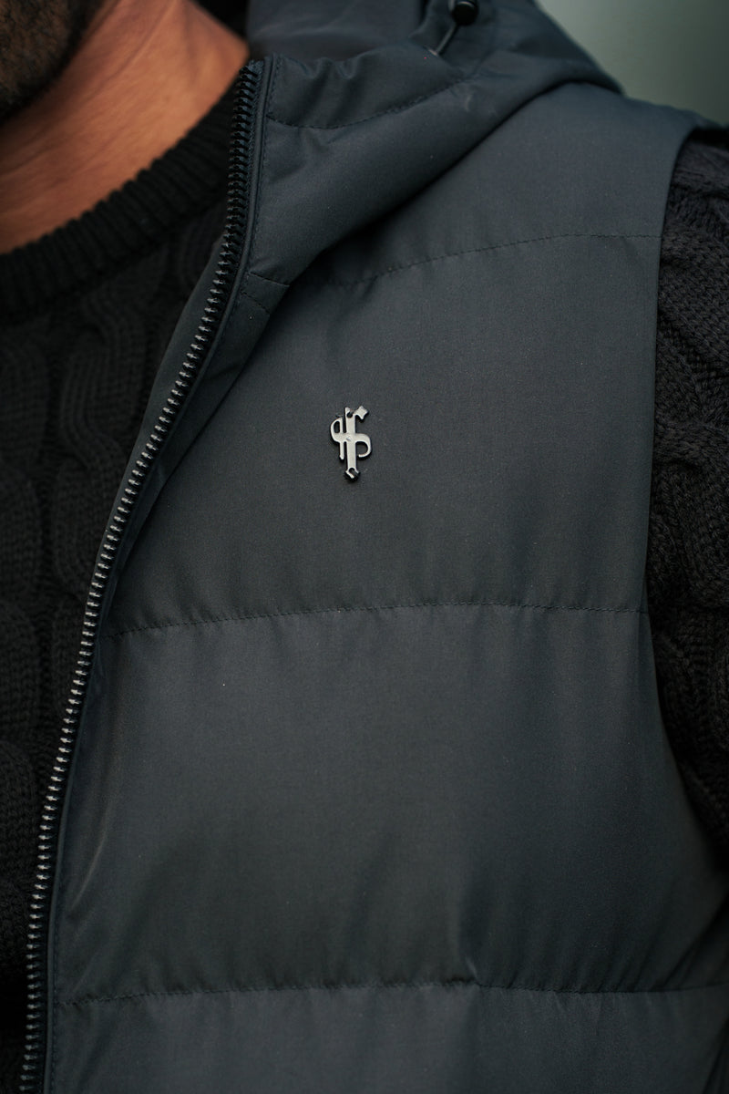 FS Black Padded Hooded Gilet - FSN235 (PRE ORDER 15TH DECEMBER)