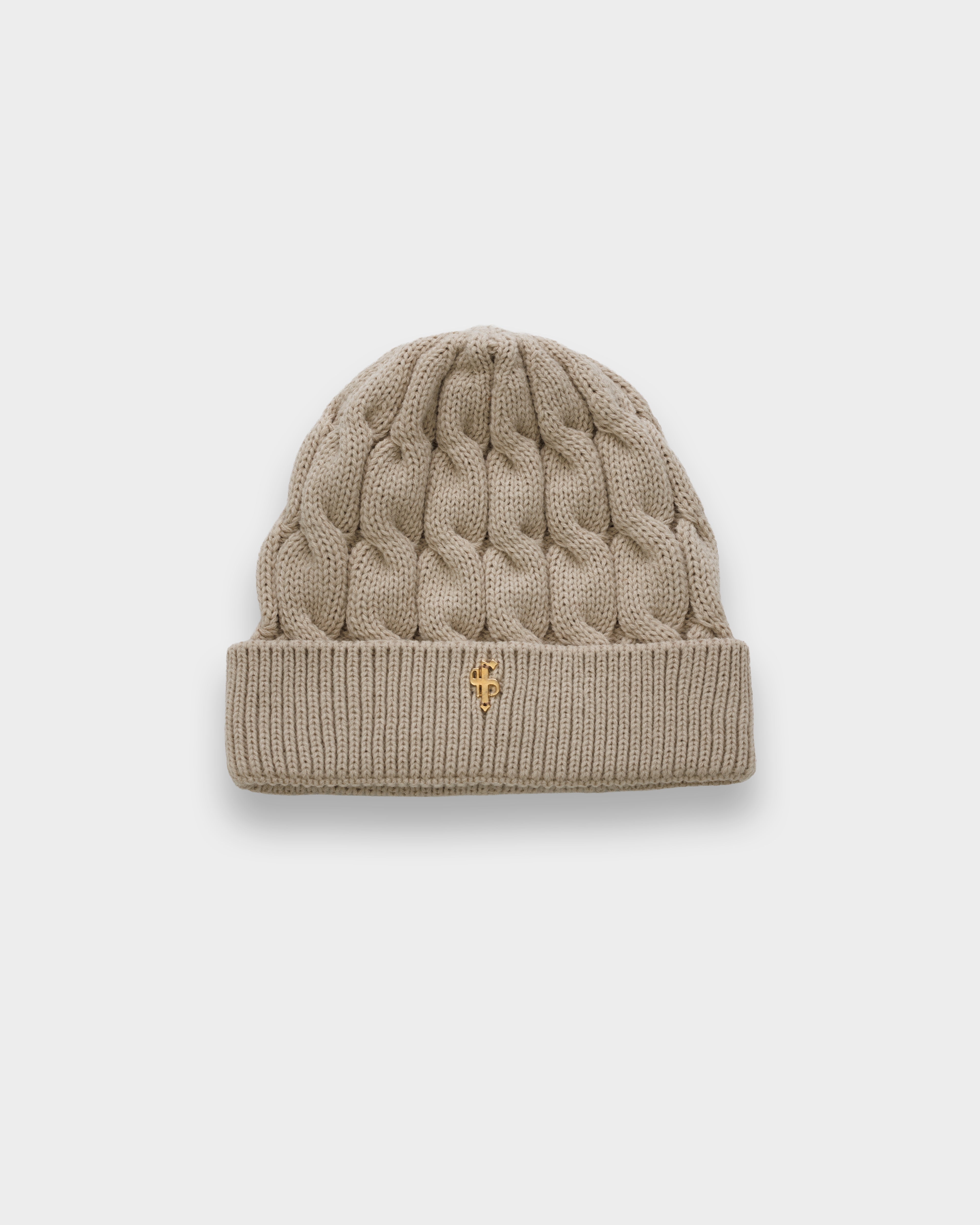 Link Weave Beanie Hat Beige - FSJ106