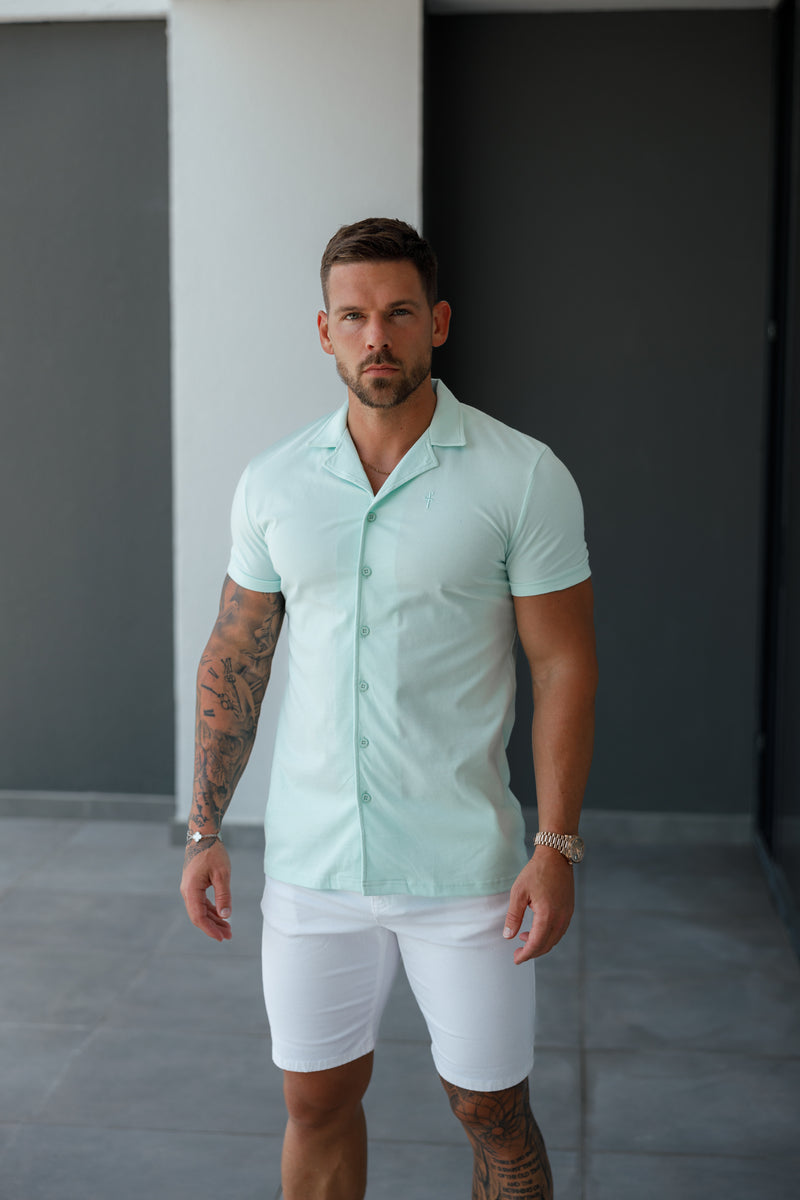 Father Sons Stretch Mint Pique Revere Shirt Short Sleeve - FSH1078