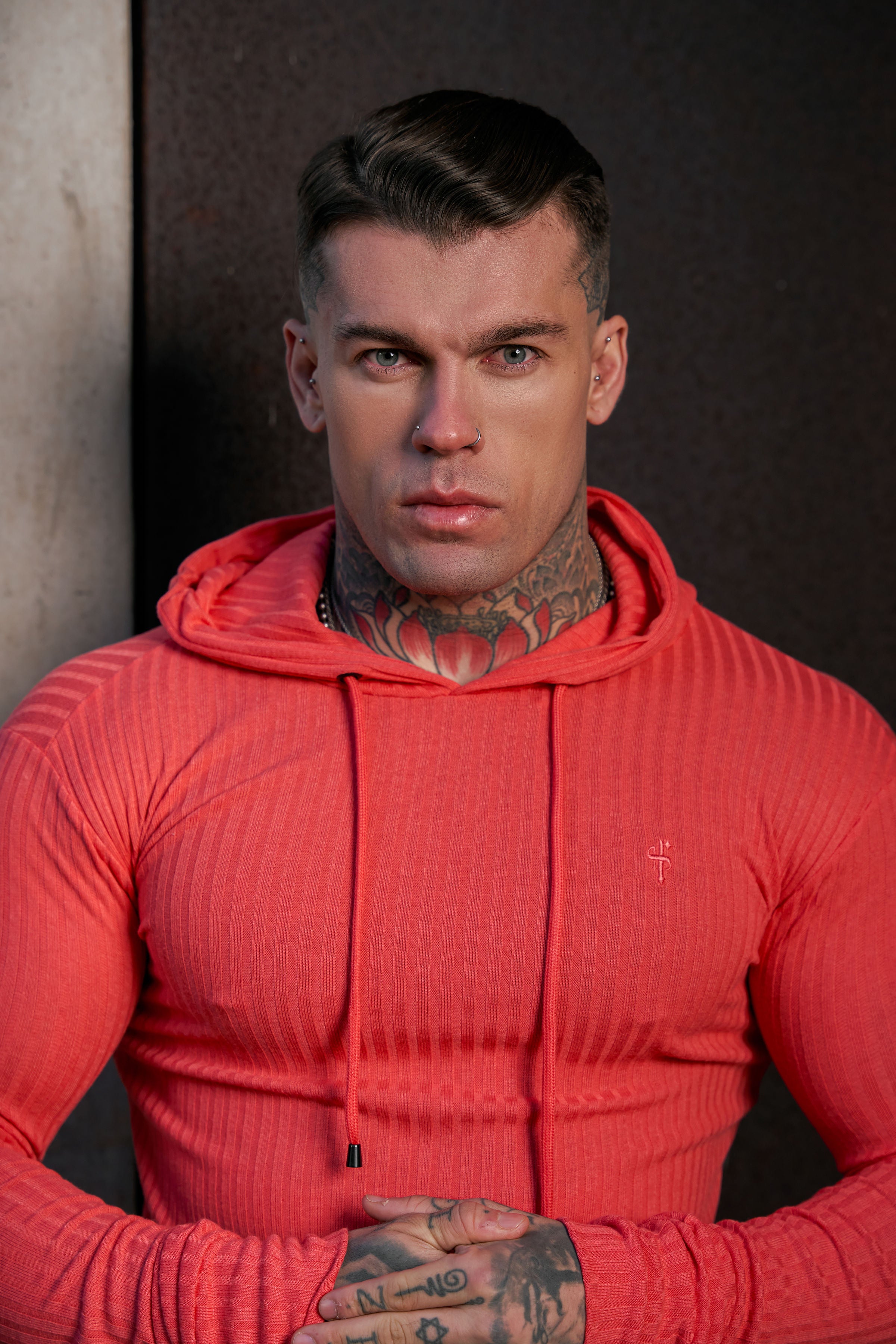 Father Sons Classic Coral Ribbed Knit Hoodie Sweater - FSH909