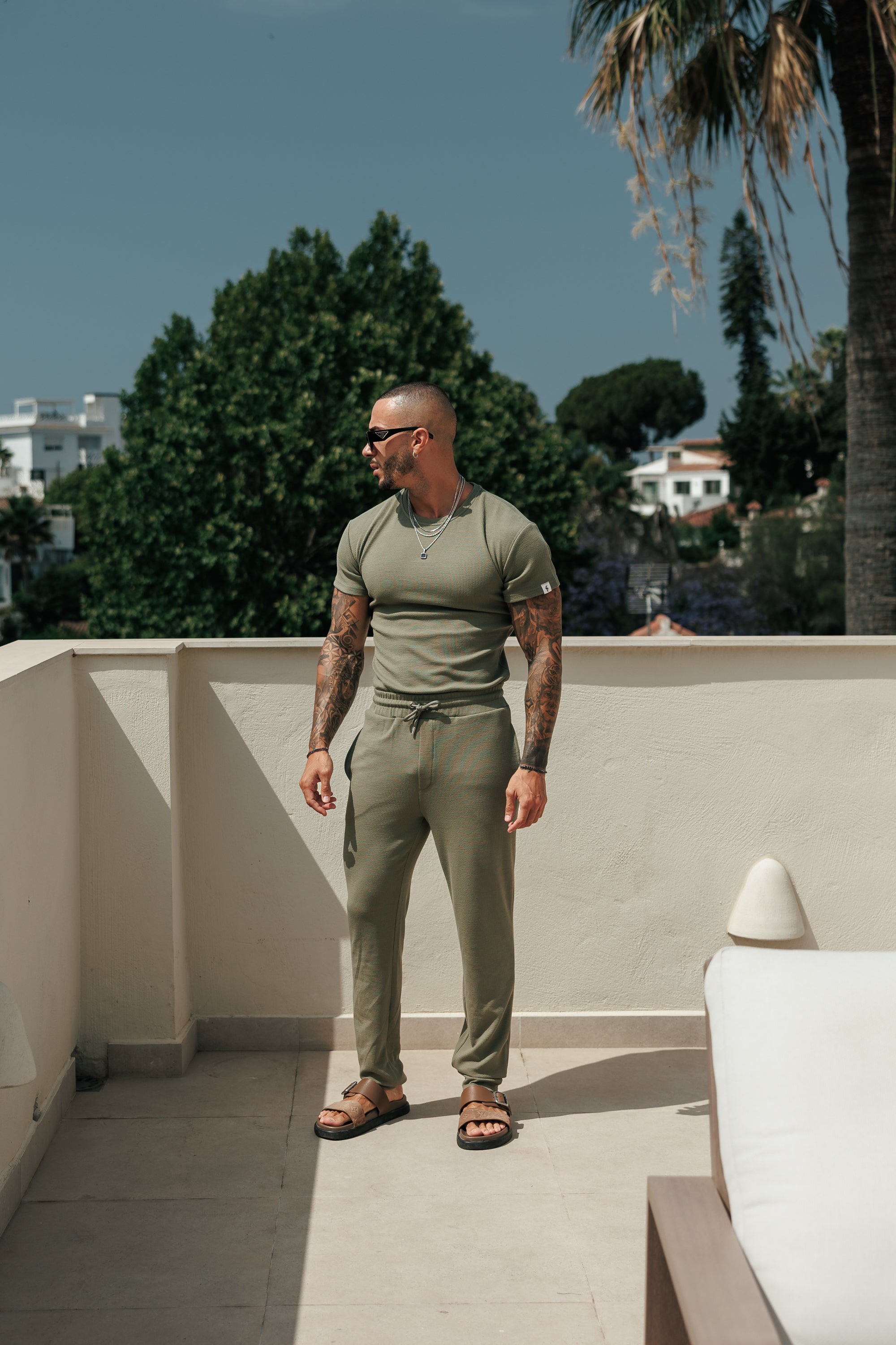Jersey Cord Slim Olive Trousers - FSR088