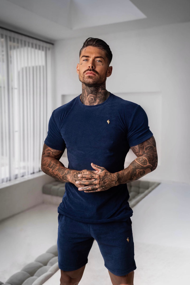 Father Sons New French Navy Towelling Crew T Shirt - FSH655
