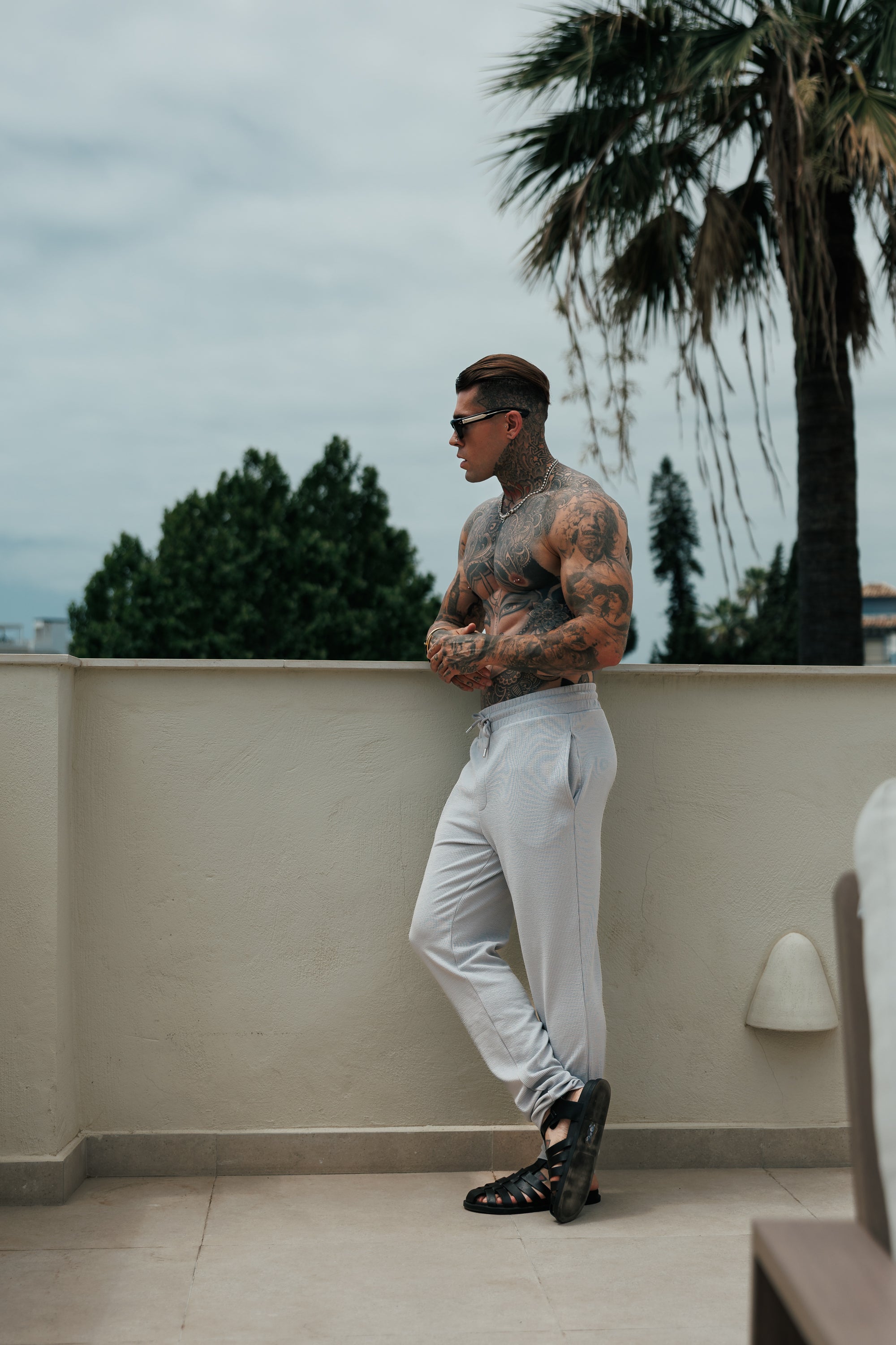 Jersey Cord Slim Light Grey Trousers - FSR091 (PRE ORDER 30TH JUNE)