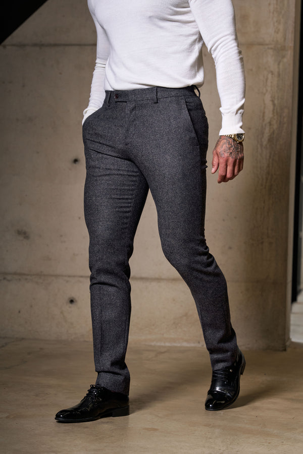 Father Sons Relaxed Formal Dark Taupe Textured Pants - FSTR015 