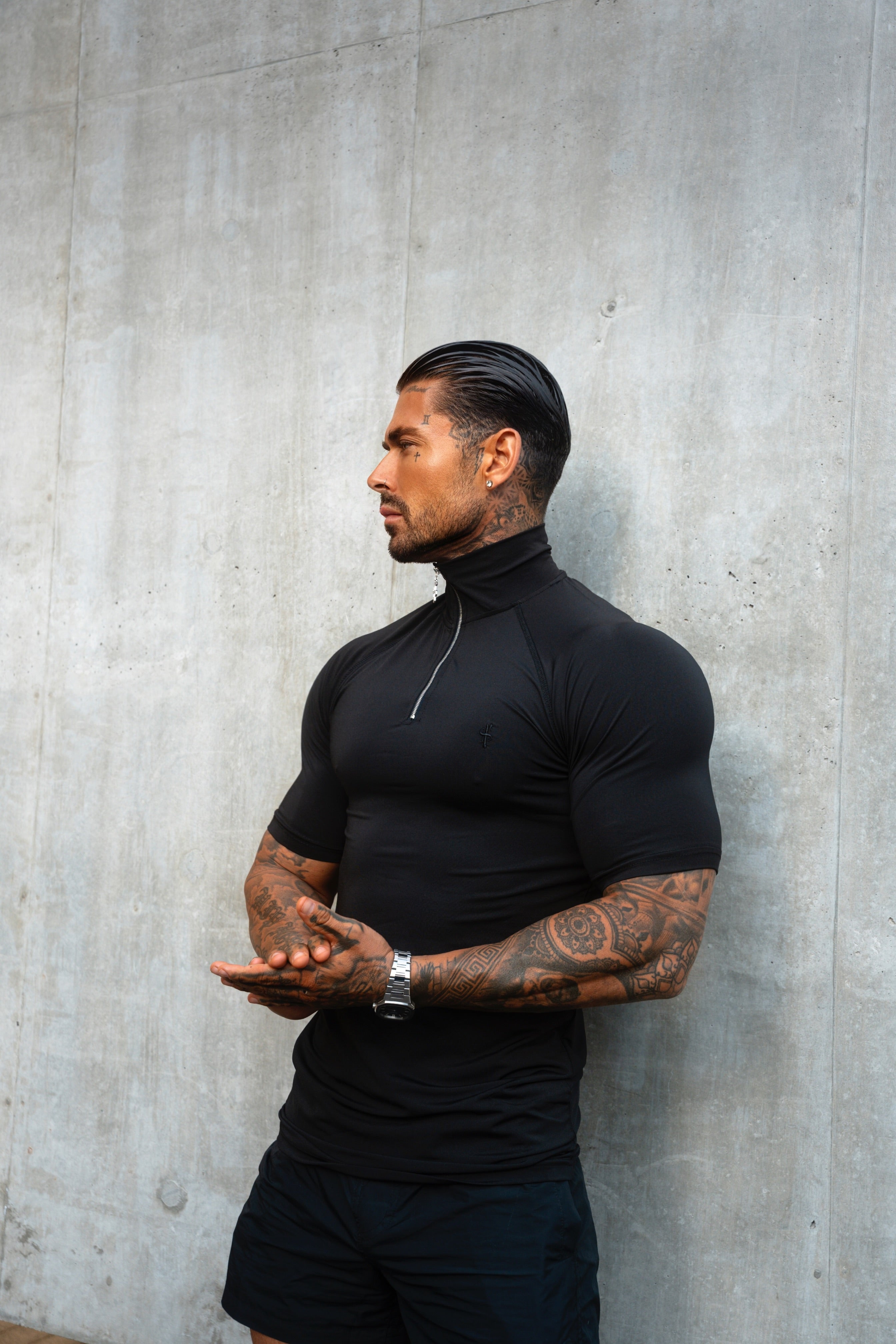 SS Black Half Zip Gym Top - FSH1311