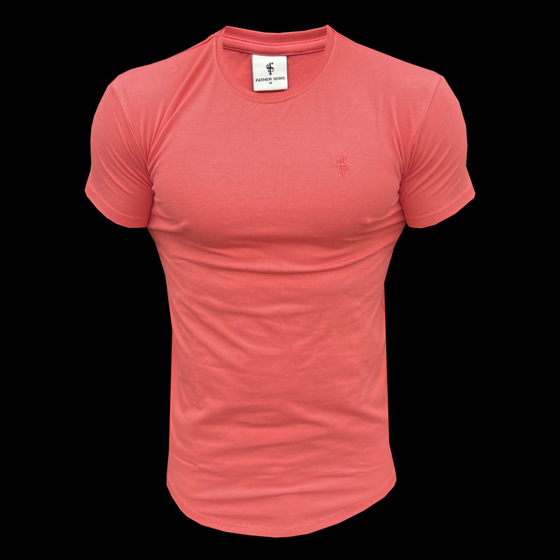 Father Sons Classic Coral Tonal Curved Hem Crew T Shirt - FSH991