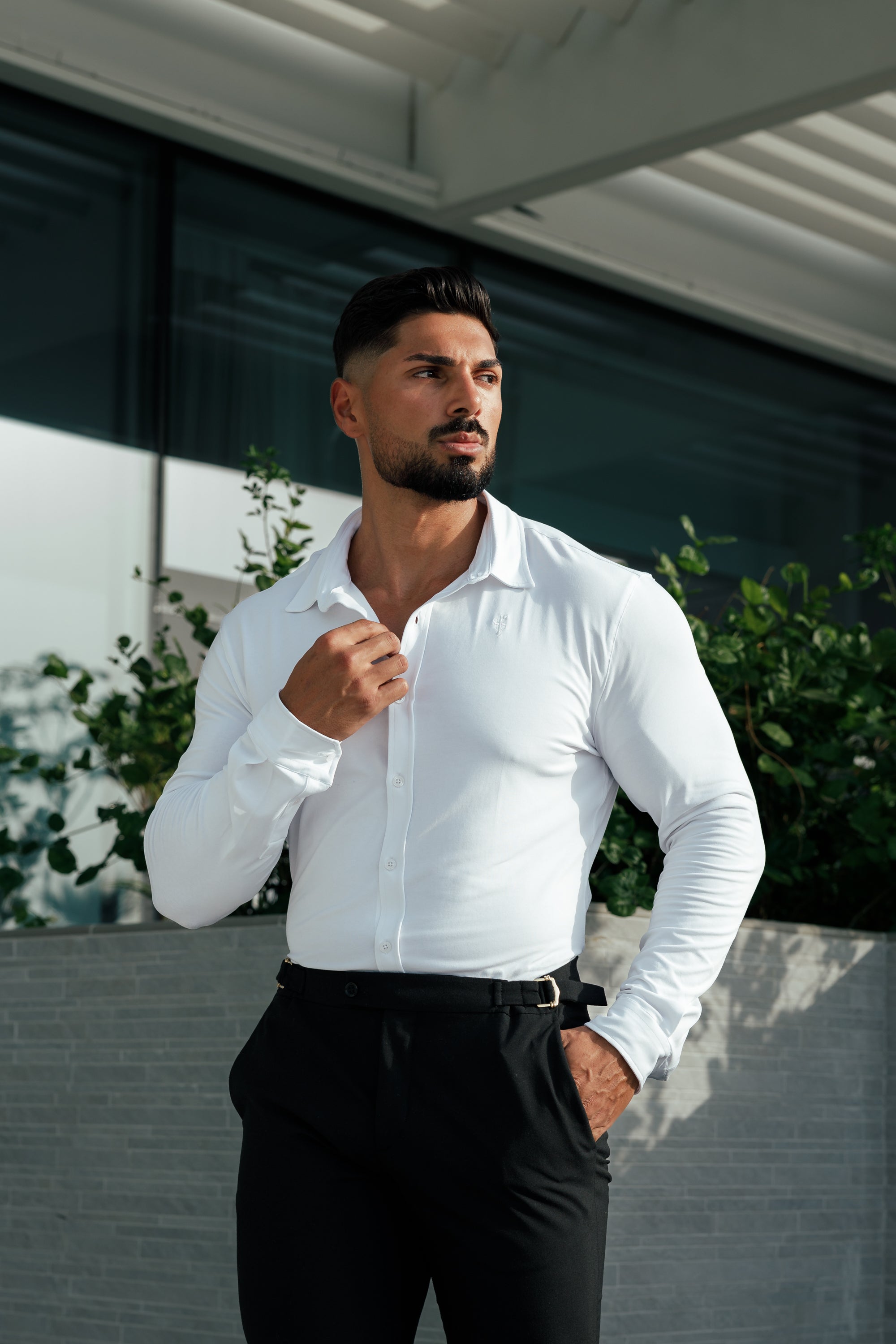 Fitted White Long Sleeve Jersey - FSD001