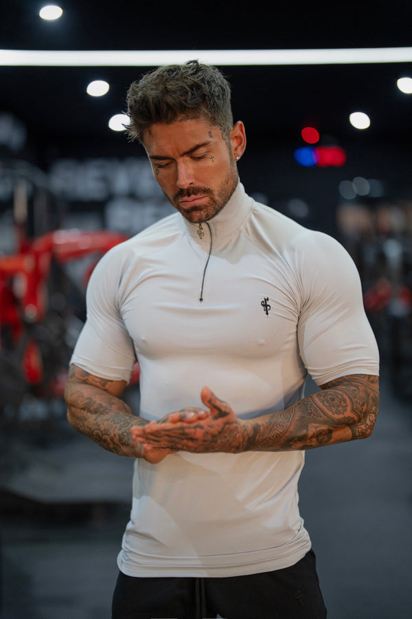 FS SS Light Grey Half Zip Gym Top - FSH1314