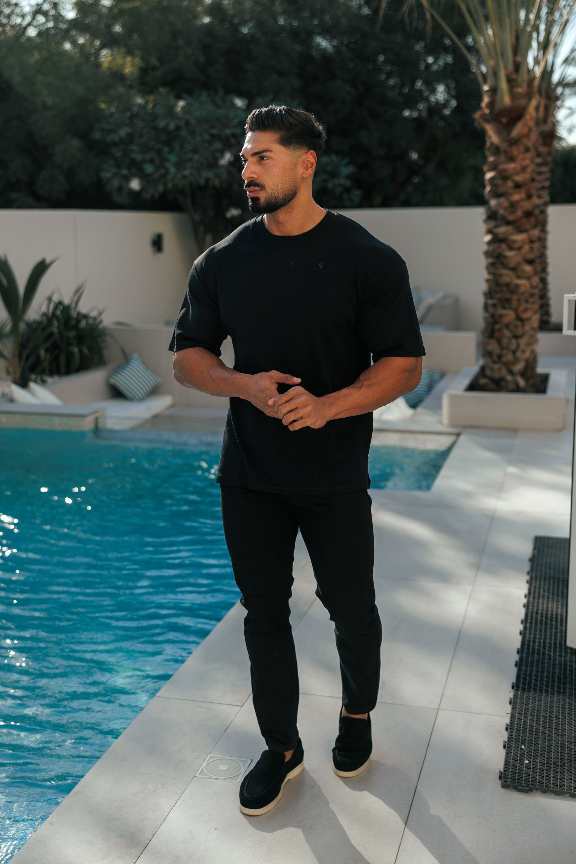 Black / Black Oversized Crew T Shirt - FSH1418