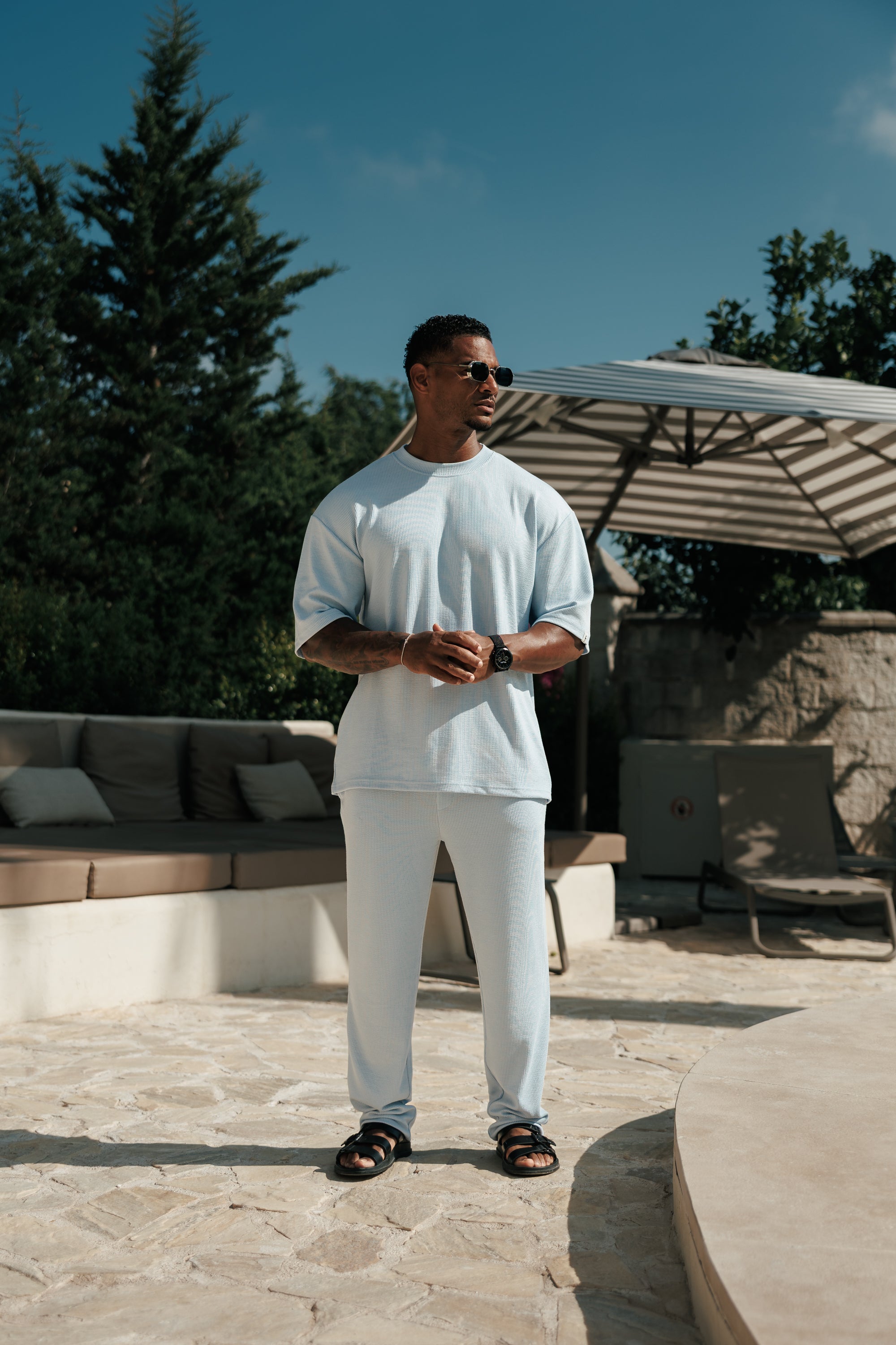 Jersey Cord Slim Light Blue Trousers - FSR090