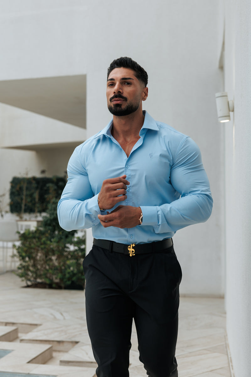 Father Sons Muscle Fit Advanced Stretch Powder Blue with Cutaway Collar  - FS1167