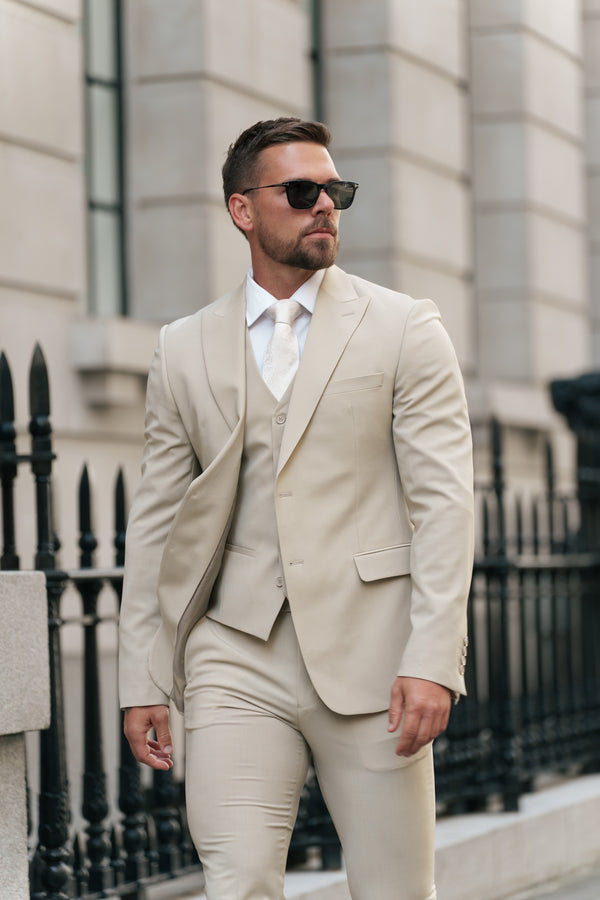 Father Sons Slim Formal Suit Jacket Beige - FSJKT012
